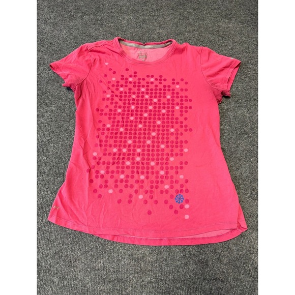 Nike Tops - Nike T-Shirt Womens Size M Pink Dri-Fit Graphic Dot Short Sleeve Running Top
